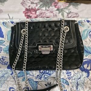 Nine West Black Quilted Patent Chain-Handle Shoulder Bag